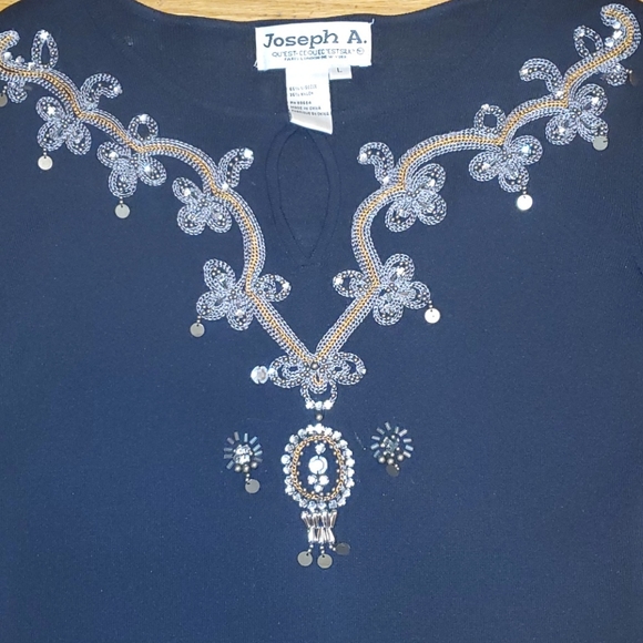 Vintage Joseph A. Black embellished shirt Large - Picture 2 of 9